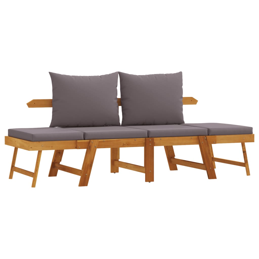 Gartenbank mit Kissen 2-in-1 Massivholz Akazie – Bild 2